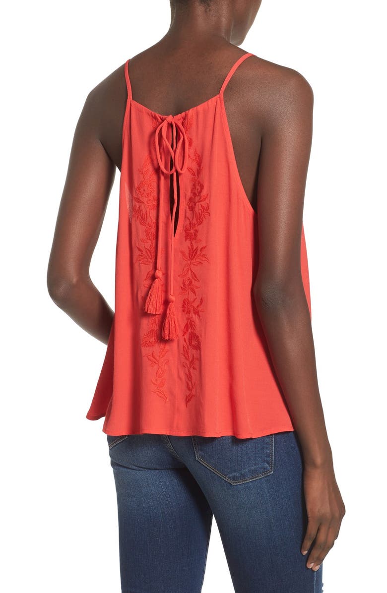 ASTR the Label ASTR Embroidered Tie Back Tank, Alternate, color, 
