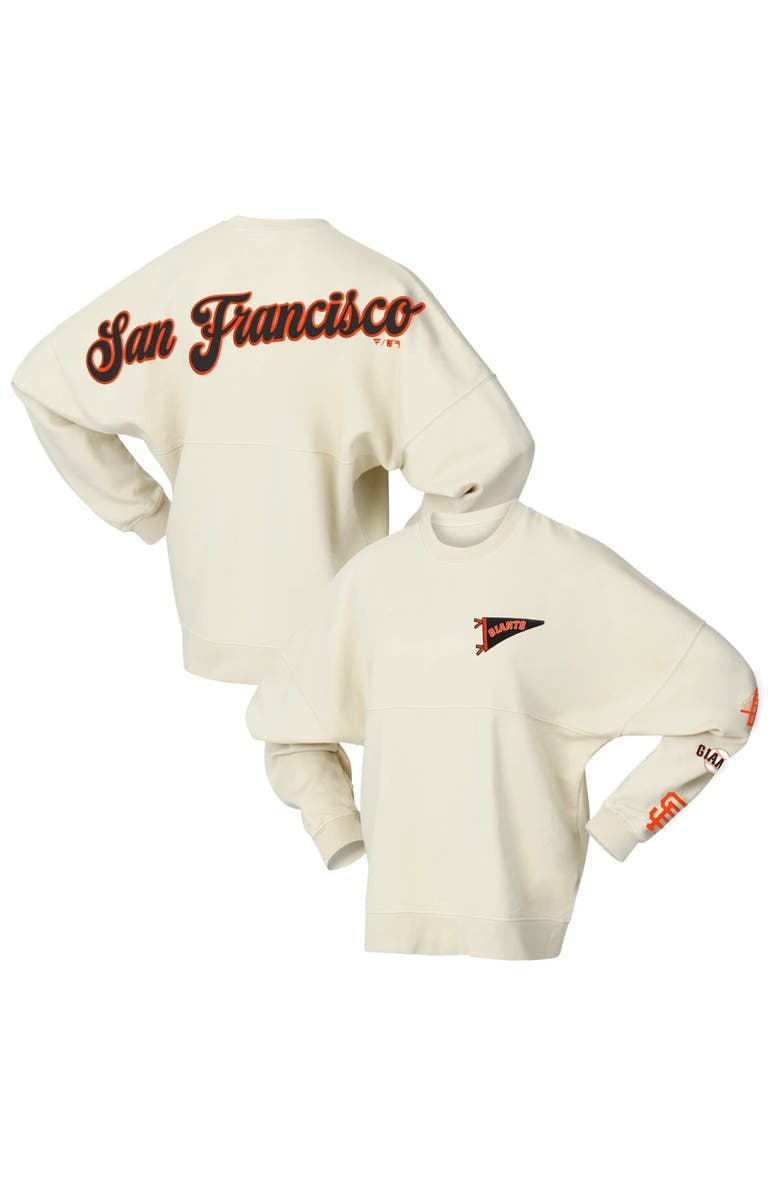 FANATICS Women's Fanatics Tan San Francisco Giants Pennant Flag Branded Fleece Pullover Sweatshirt, Main, color,