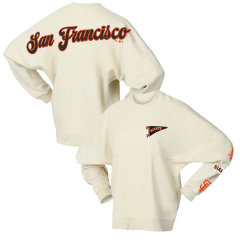 Women's Fanatics  Tan San Francisco Giants Pennant Flag Branded Fleece Pullover Sweatshirt