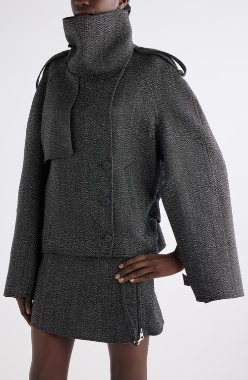 Courrèges Oblique Caviar Wool Coat In Gray