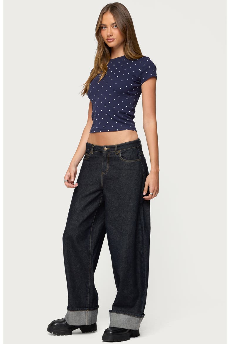 Lorenzo Polka Dot Crop T-Shirt, Alternate, color, NAVY