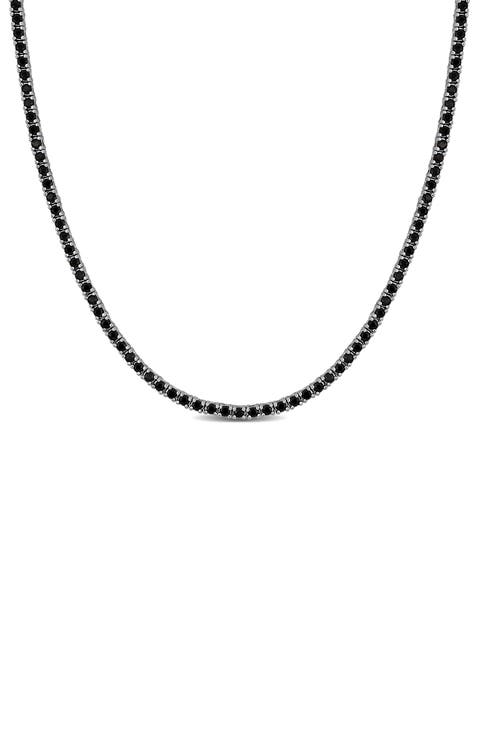 Sterling Silver Black Spinel Tennis Necklace
