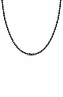 Sterling Silver Black Spinel Tennis Necklace