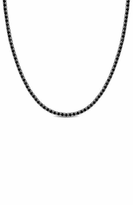 Sterling Silver Black Spinel Tennis Necklace