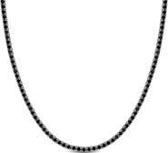 DELMAR Sterling Silver Black Spinel Tennis Necklace