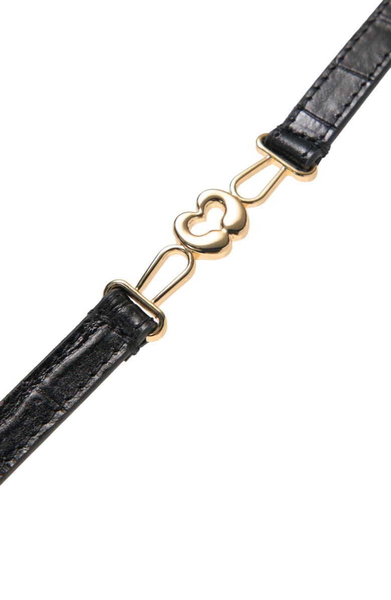 maje Slim croc-effect leather belt, Alternate, color, Black