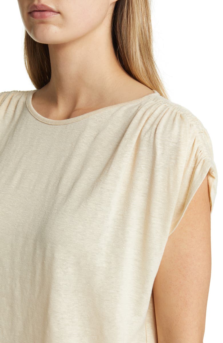 Max Mara Leisure Cinched Shoulder Linen Top, Alternate, color,