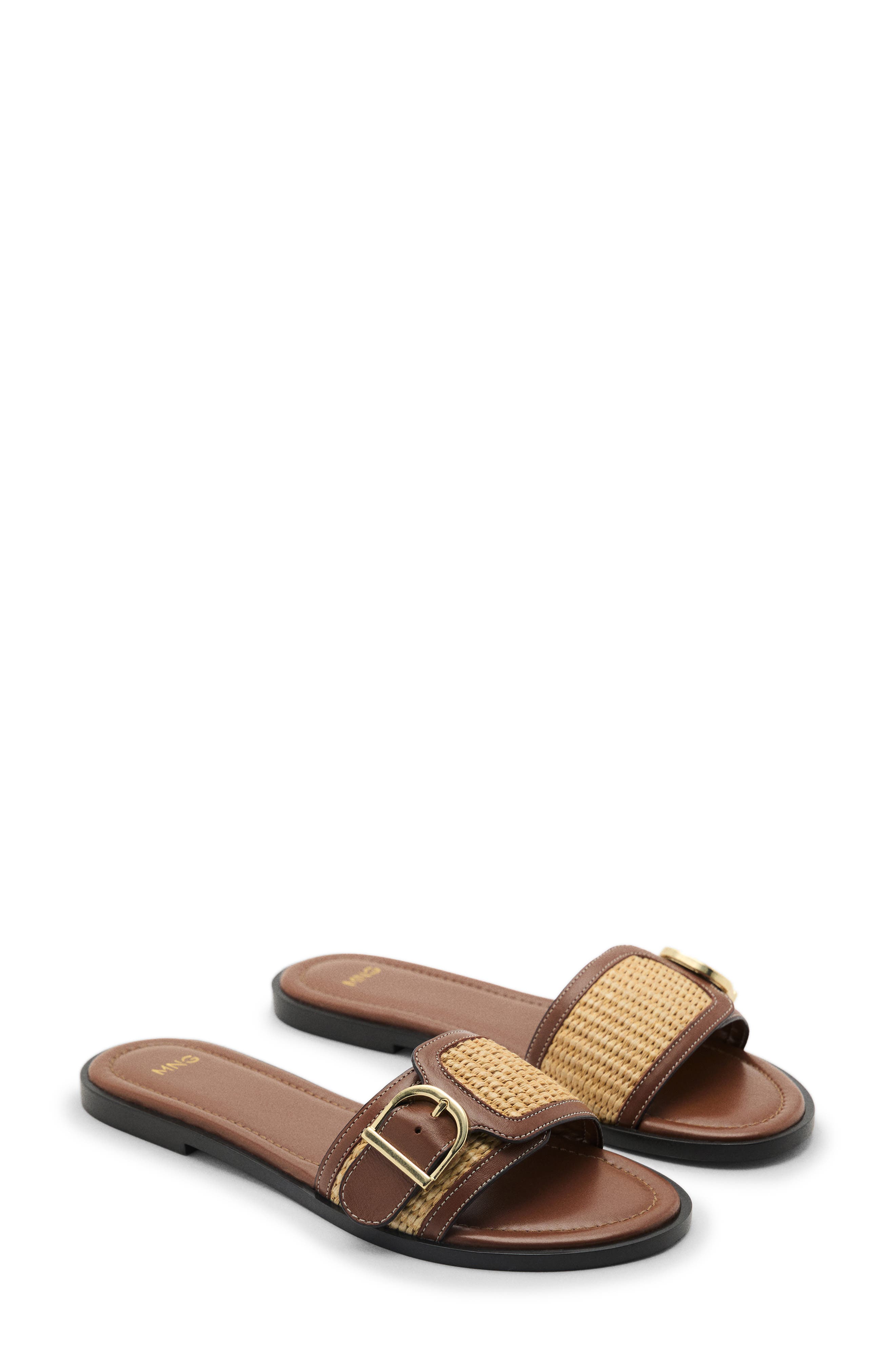 MANGO Slide Sandal, Main, color, Leather