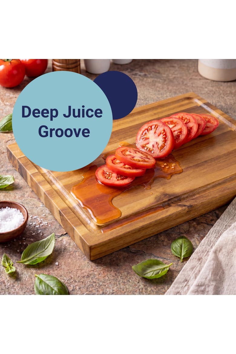 Eldridge Medium Handcrafted Acacia Wood Grain Thick Reversible Cutting Board with Juice Grooves, Alternate, color, Natural