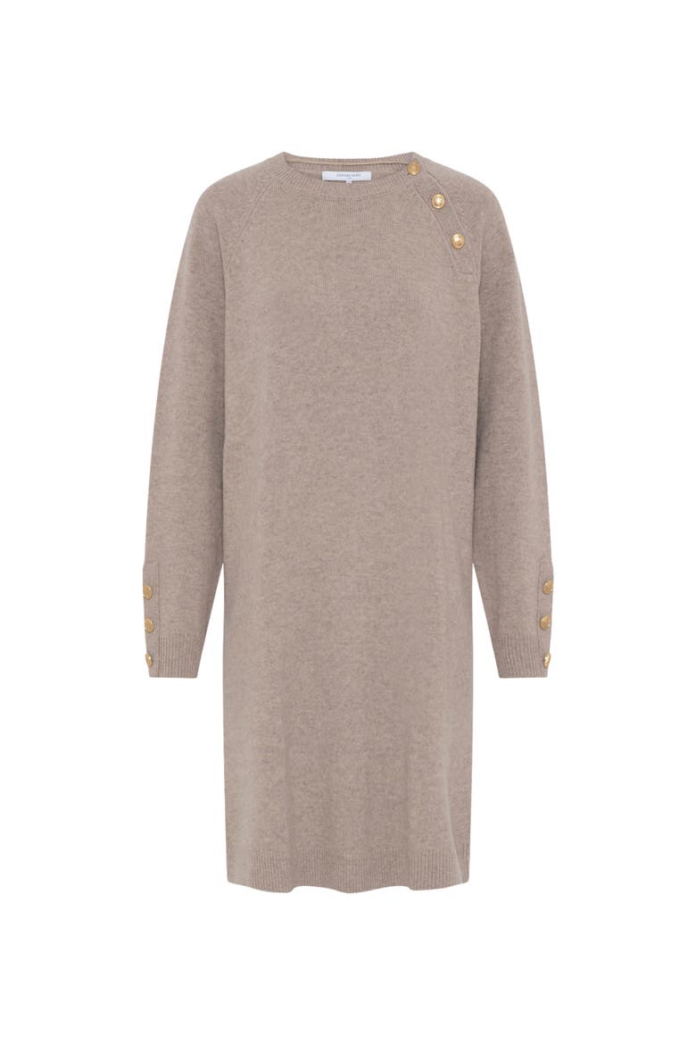 Loma Button-Shoulder Knitted Dress, Alternate, color, Sand