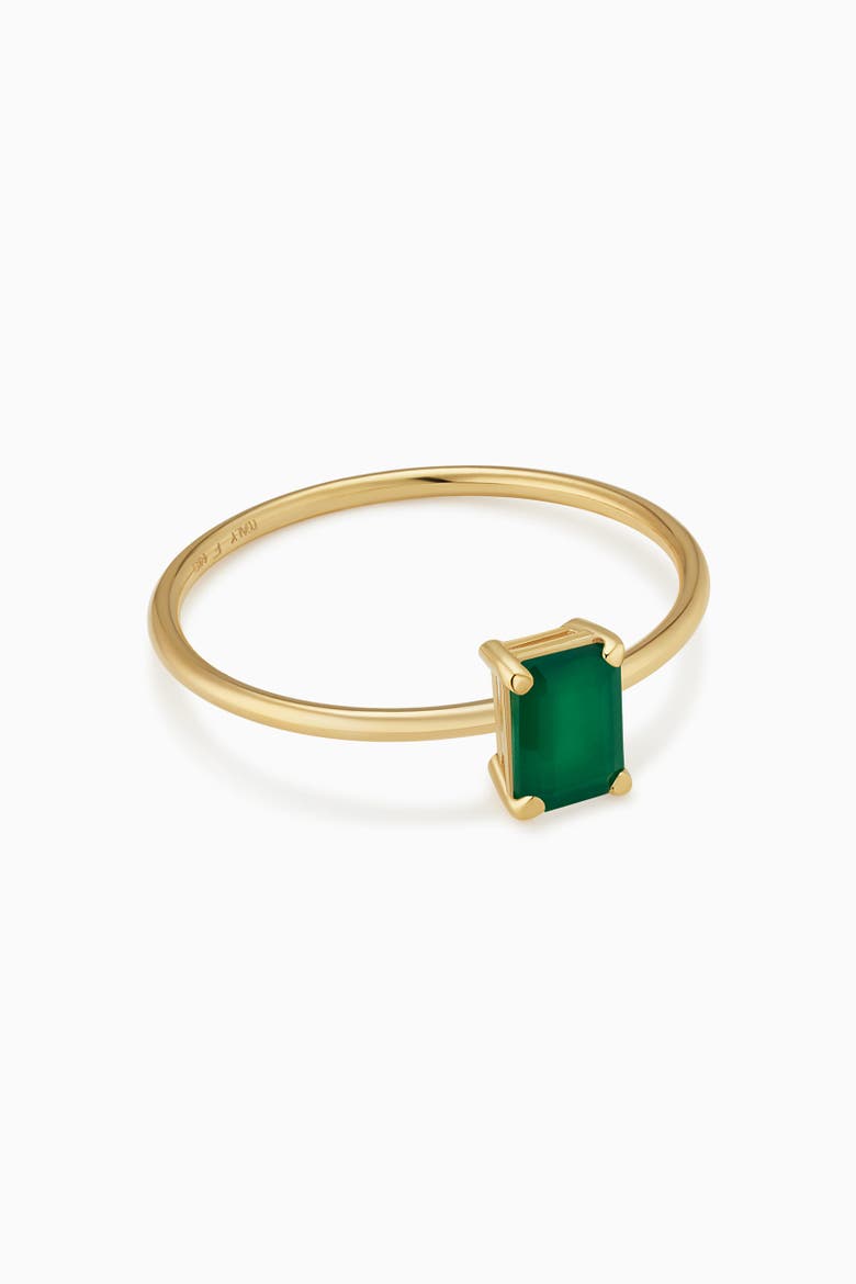 14K Gold Gemstone Vivid Ring, Alternate, color, Yellow Gold - Green Agate