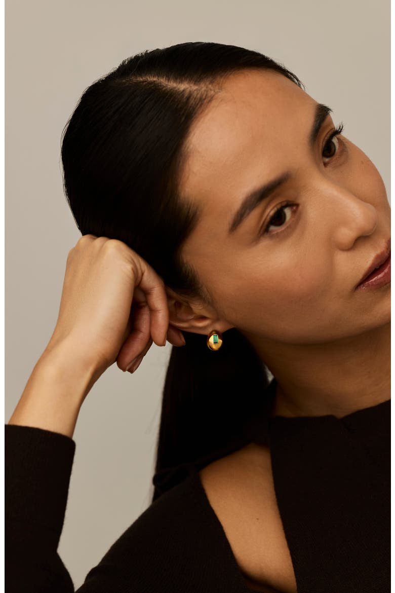 Molten Stone Dome Hoop Earrings, Alternate, color, GOLD