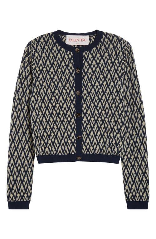 Valentino Knitwear Logo In Navy/cream