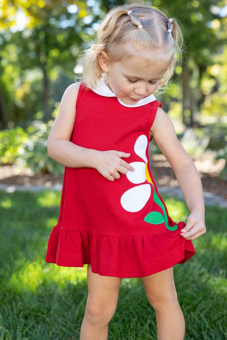 Knit Dress With Flowers, Alternate, color, Red