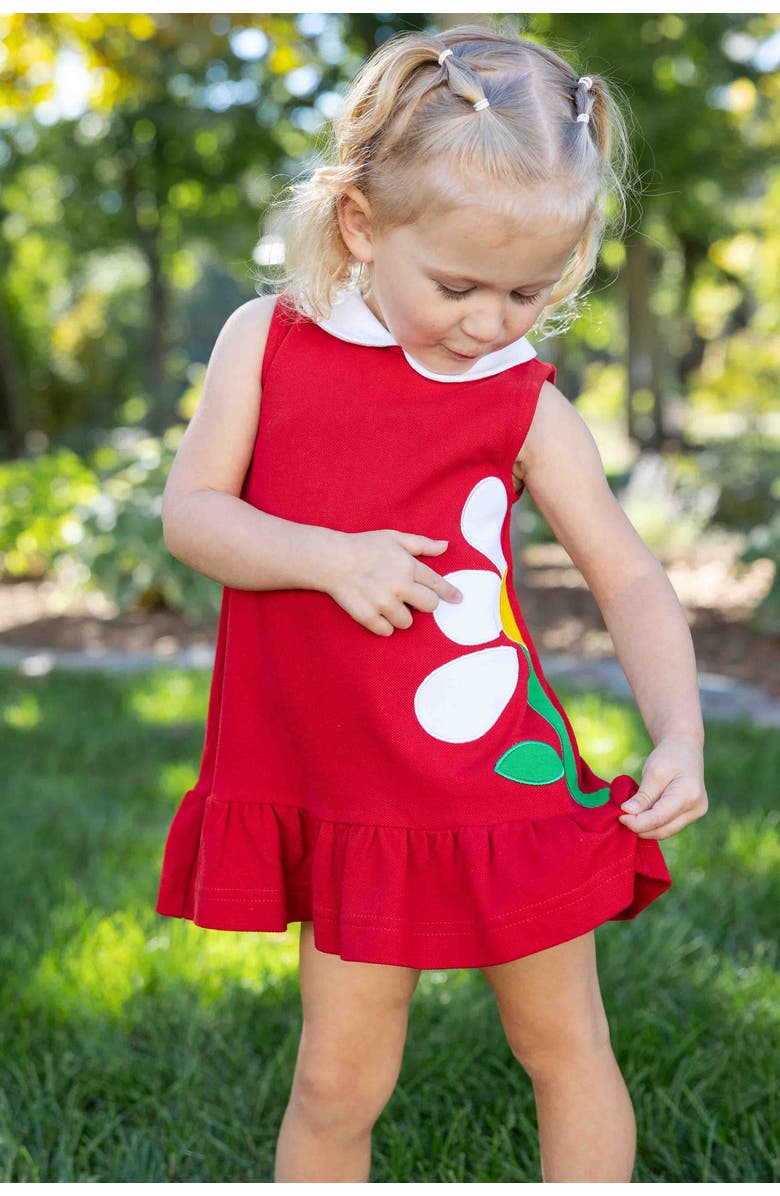 Florence Eiseman Knit Dress With Flowers, Alternate, color, Red