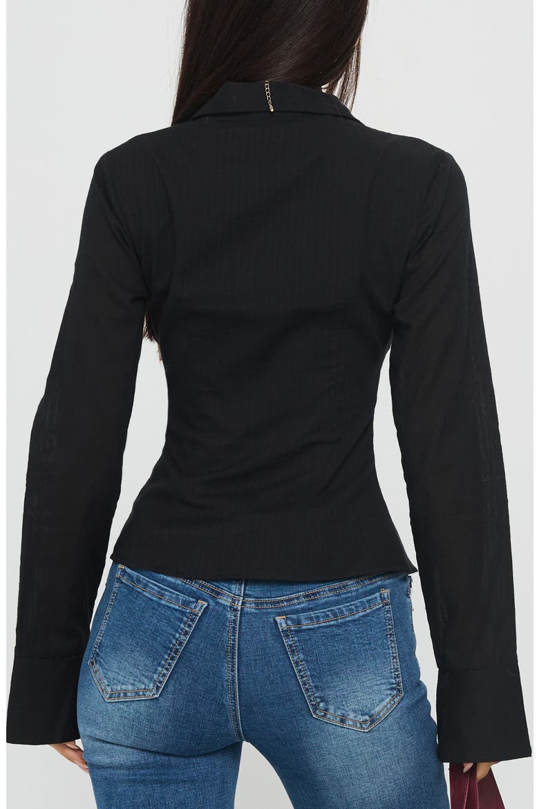 Elowenn Long Sleeve Button-Up Shirt, Alternate, color, BLACK