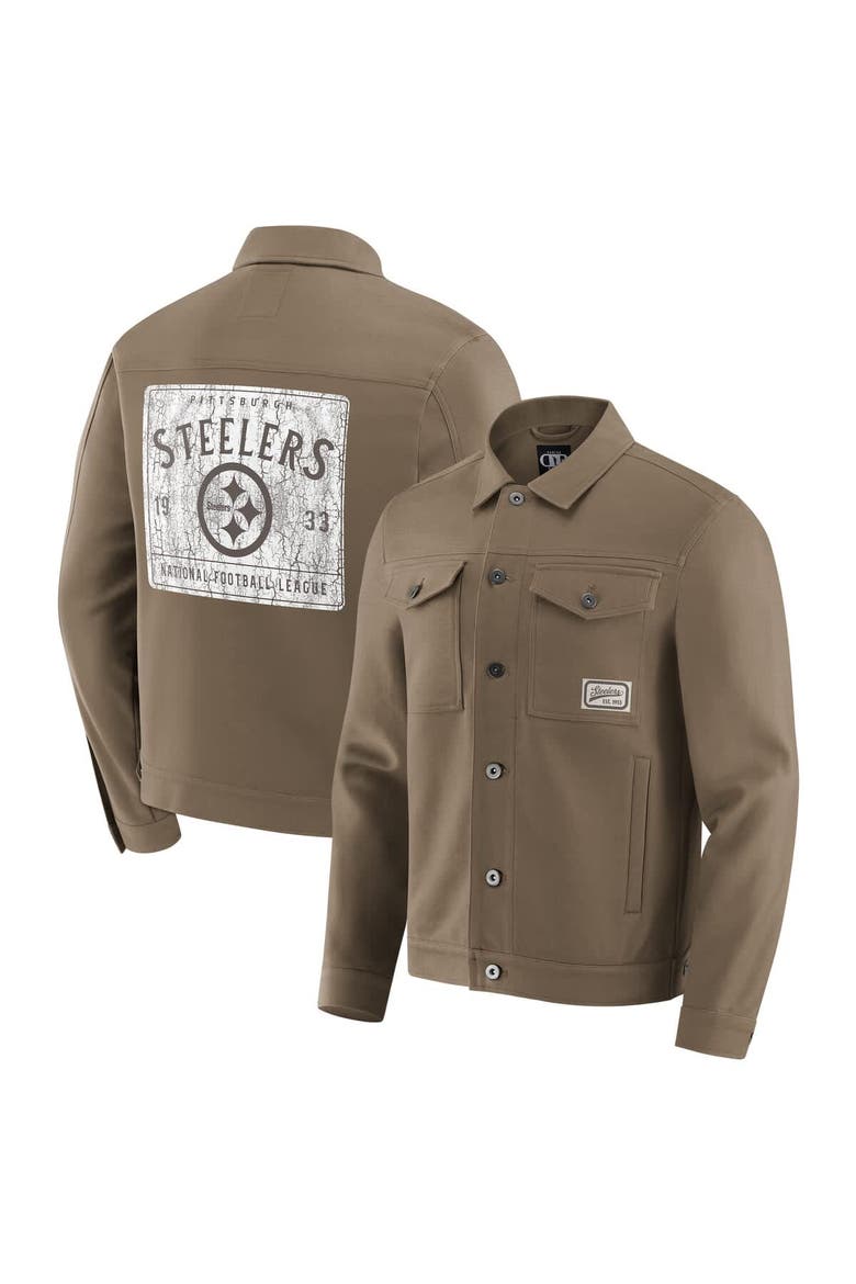 Men's Darius Rucker Collection by Fanatics Tan Pittsburgh Steelers Trucker Full-Button Jacket, Main, color, Tan