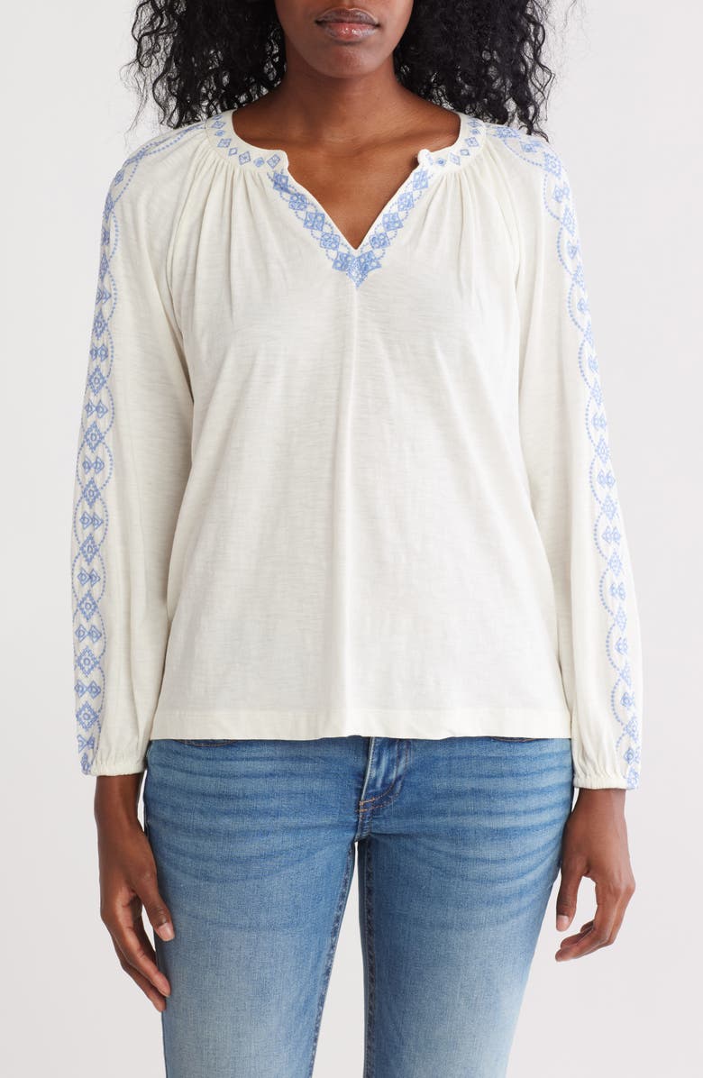 Lucky Brand Embroidered Cotton Top, Main, color,
