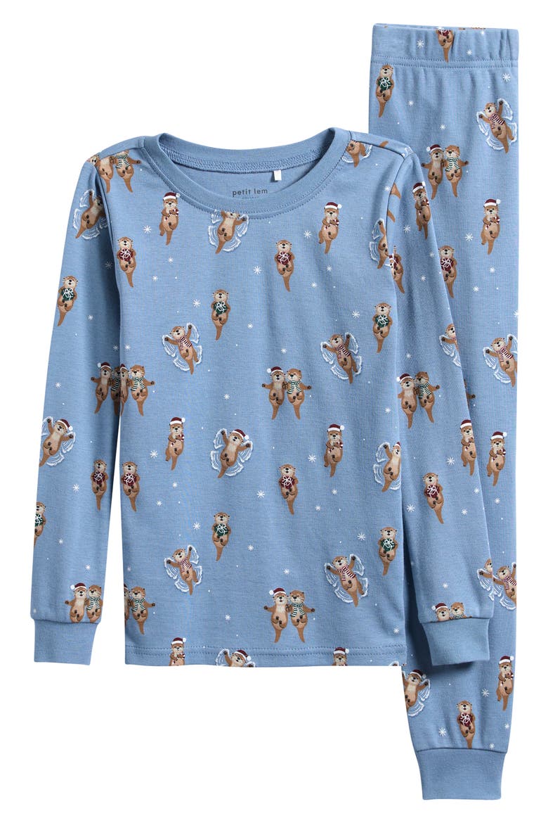 Kids' Fitted Two-Piece Organic Cotton Pajamas, Main, color, DARK BLUE