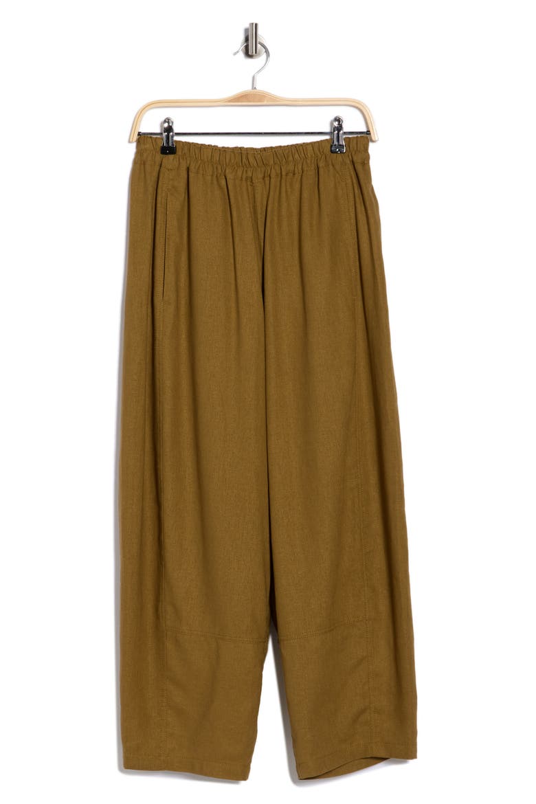 Crop Linen Blend Barrel Leg Pants, Alternate, color, BRONZE
