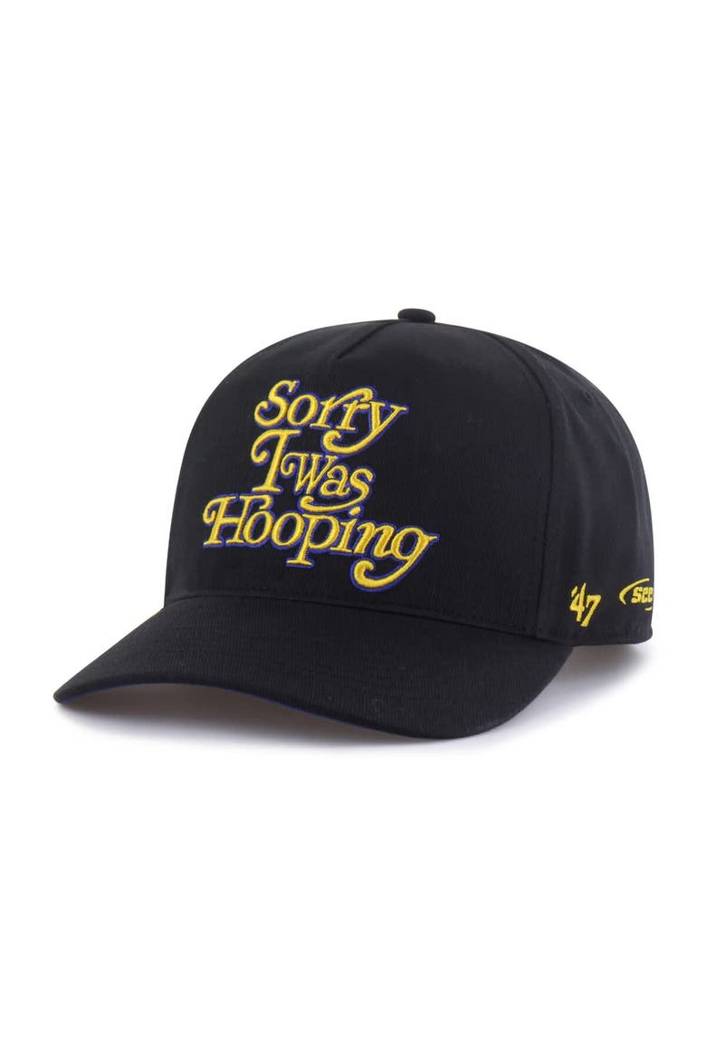 Men's Brand Seen by '47 Black Golden State Warriors Sorry I Was Hooping Hitch Adjustable Hat, Alternate, color, Black