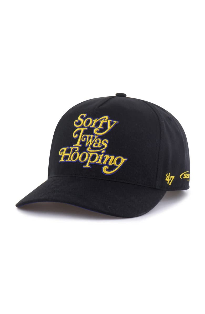 '47 Men's Brand Seen by '47 Black Golden State Warriors Sorry I Was Hooping Hitch Adjustable Hat, Alternate, color, Black