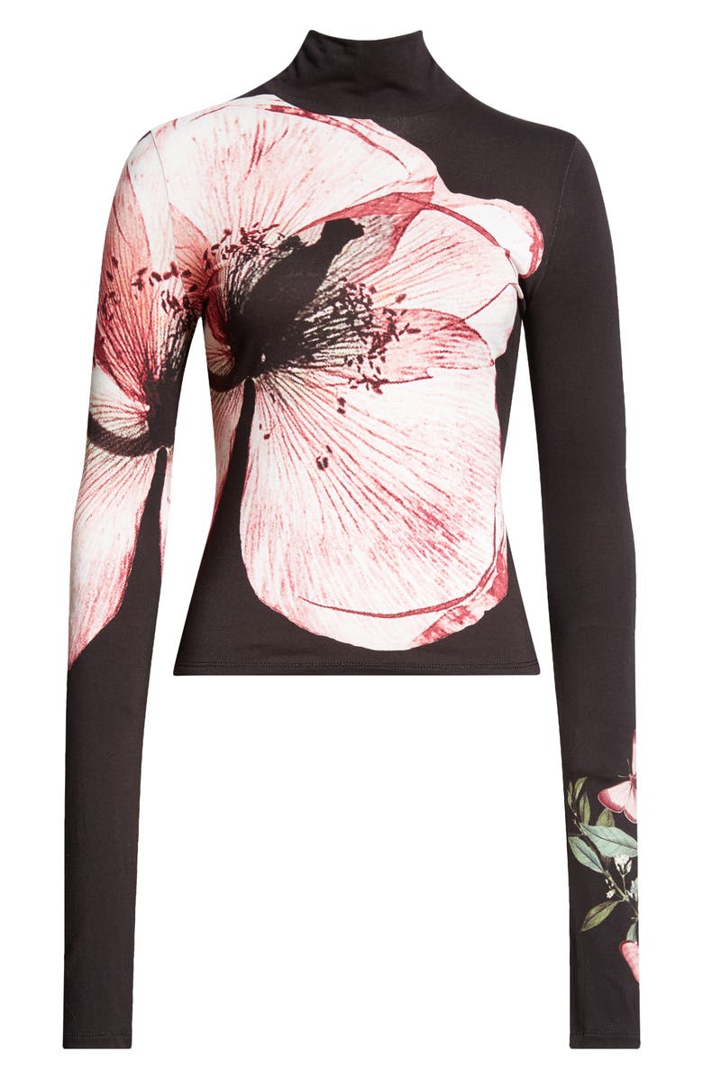 Alice + Olivia Delaina Floral Mock Neck Top, Alternate, color,