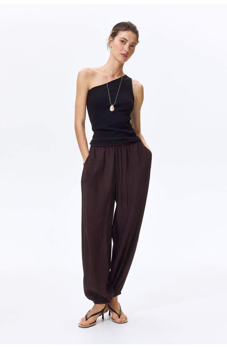 H&M Balloon Drawstring Trousers, Alternate, color, Dark Brown