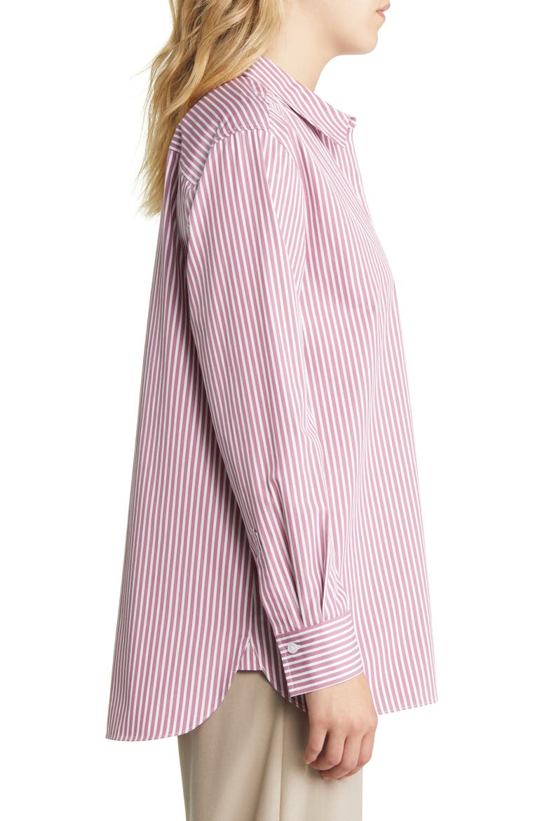 Women's Everyday Stripe Poplin Button-Up Shirt, Alternate, color, PURPLE- WHITE SAMBA STRIPE