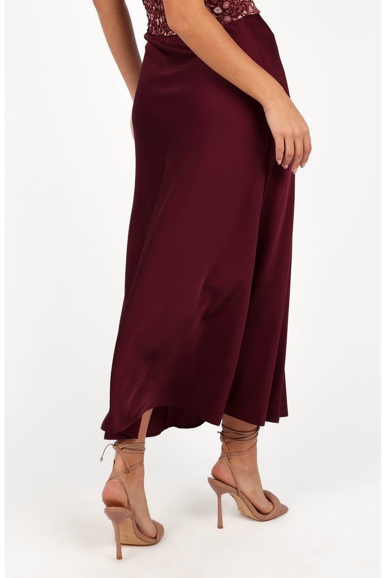 Nellie Satin Maxi Skirt, Alternate, color, BURGUNDY