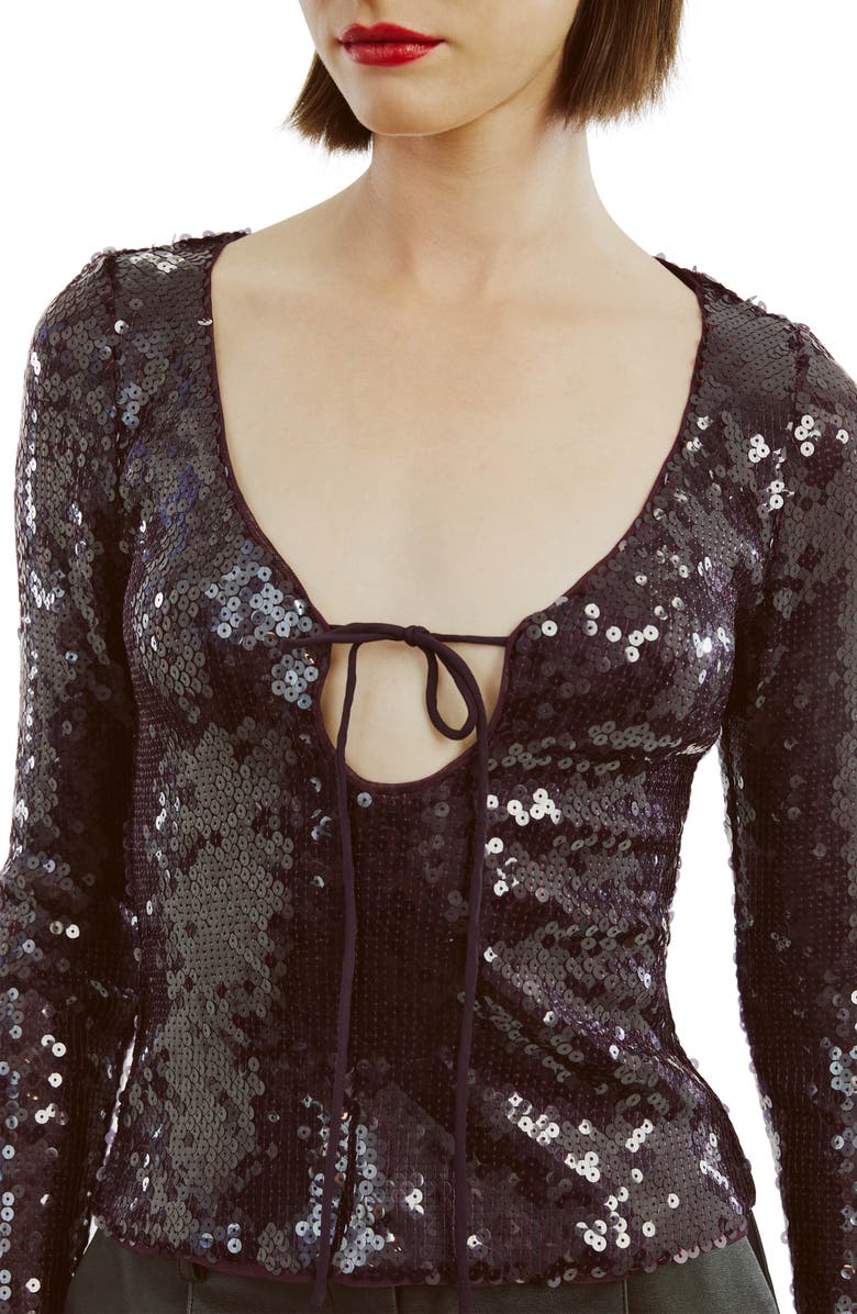 Bardot Verona Sequin Long Sleeve Top, Alternate, color,