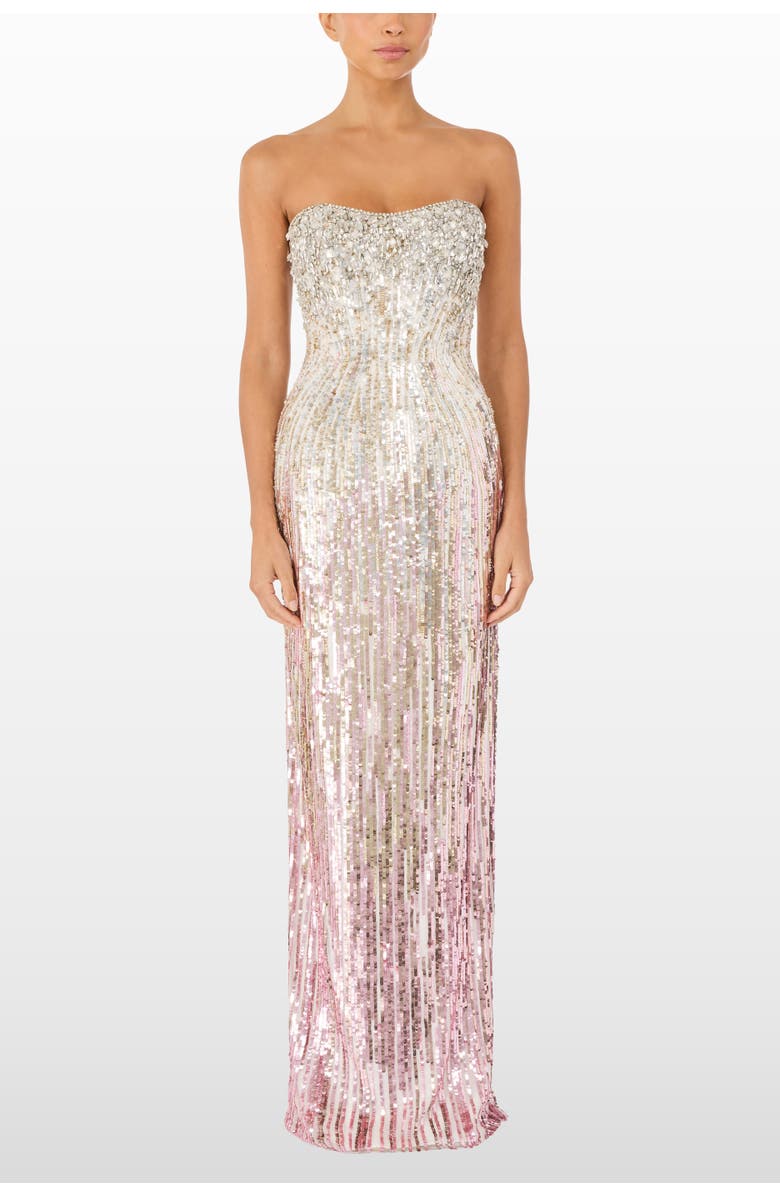 Jenny Packham Cesonia Embellished Strapless Maxi Dress, Alternate, color, Sugar
