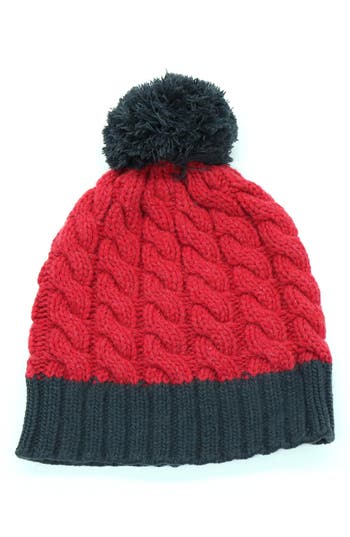 Portolano Wool Blend Pompom Beanie In Red