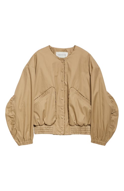 Dries Van Noten Contrast Trim Cotton Blouson Jacket In Beige