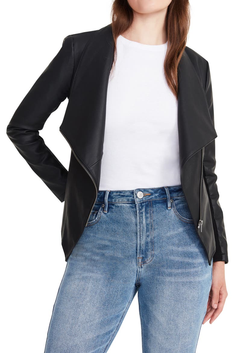 Gabrielle Faux Leather Jacket, Main, color, BLACK