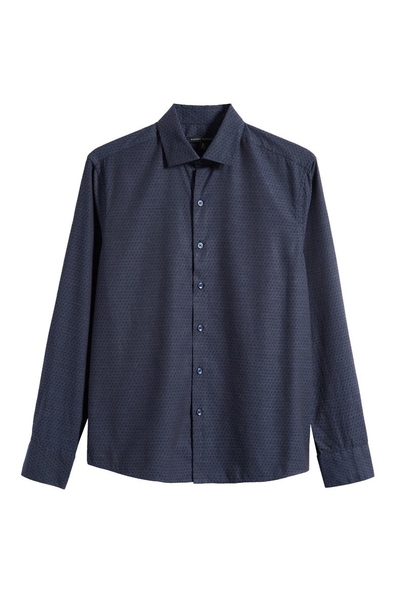 Clement Dot Jacquard Cotton Button-Up Shirt, Alternate, color, NAVY