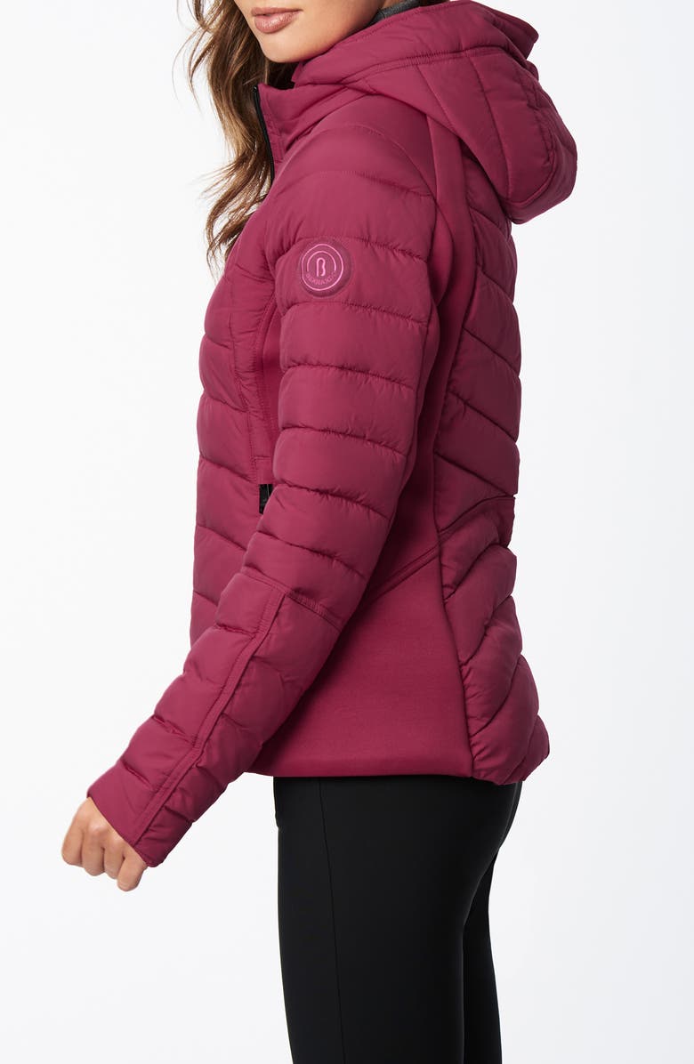 Bernardo Hooded Quilted Water Repellent Jacket, Alternate, color, Rosewood