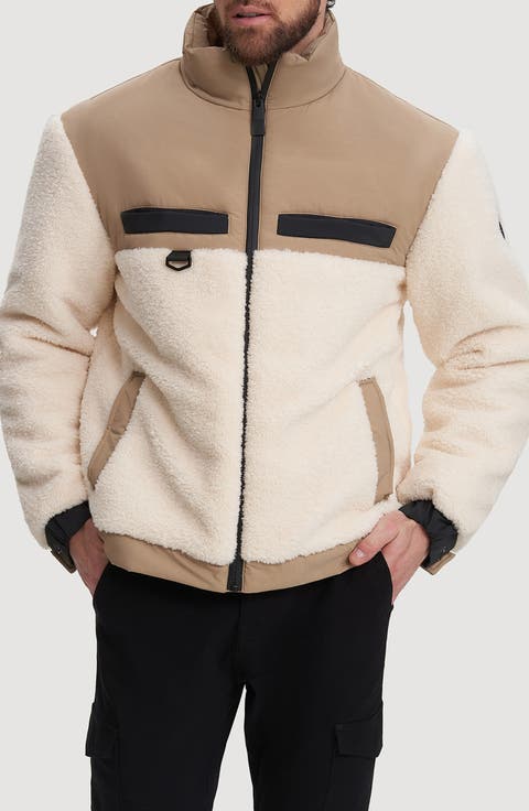 Lukaz Faux Shearling Trim Puffer Jacket