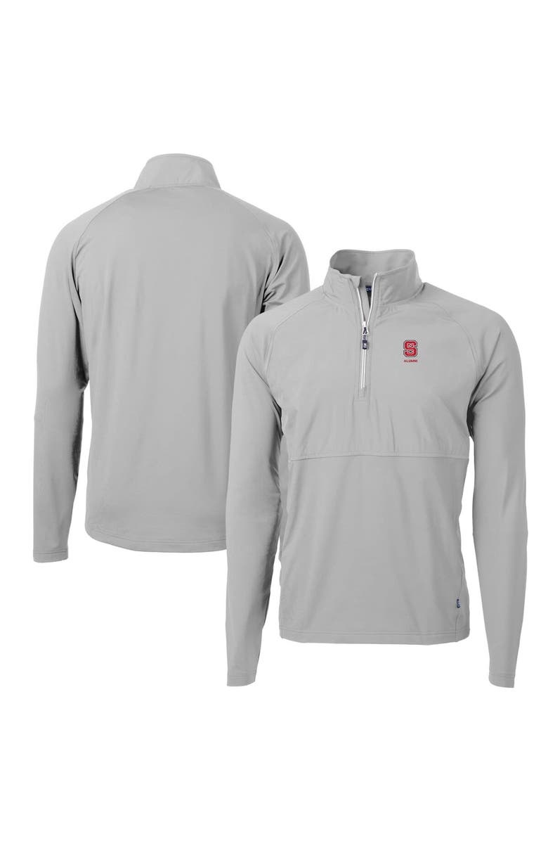 Cutter & Buck Men's Cutter & Buck  Gray NC State Wolfpack  Adapt Eco Knit Hybrid Recycled Quarter-Zip Pullover Top, Main, color, 