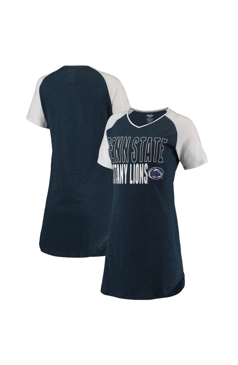 CONCEPTS SPORT Women's Concepts Sport Navy/White Penn State Nittany Lions Raglan V-Neck Nightshirt, Main, color, 