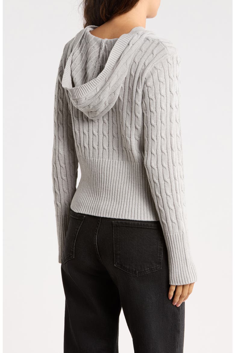 Cable Hoodie Cardigan, Alternate, color, LIGHT GREY HEATHER