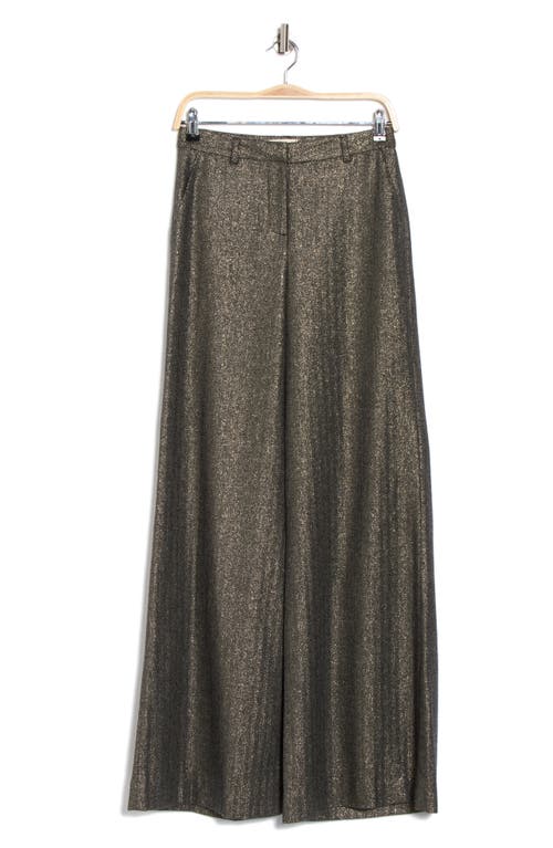 L Agence Pilar Metallic Herringbone Wide-leg Pants In Gray