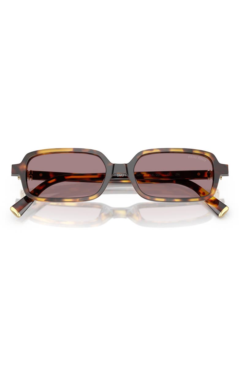 Miu Miu 52mm Rectangular Sunglasses, Alternate, color, Brown Havana