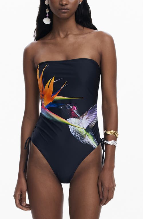 Desigual Hummingbird One-piece Swimsuit In Black