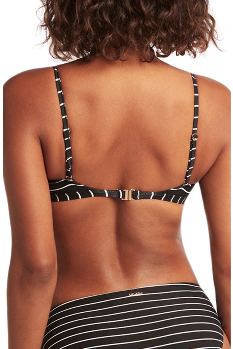Stripe Lace-Up Bikini Top, Alternate, color, BLACK