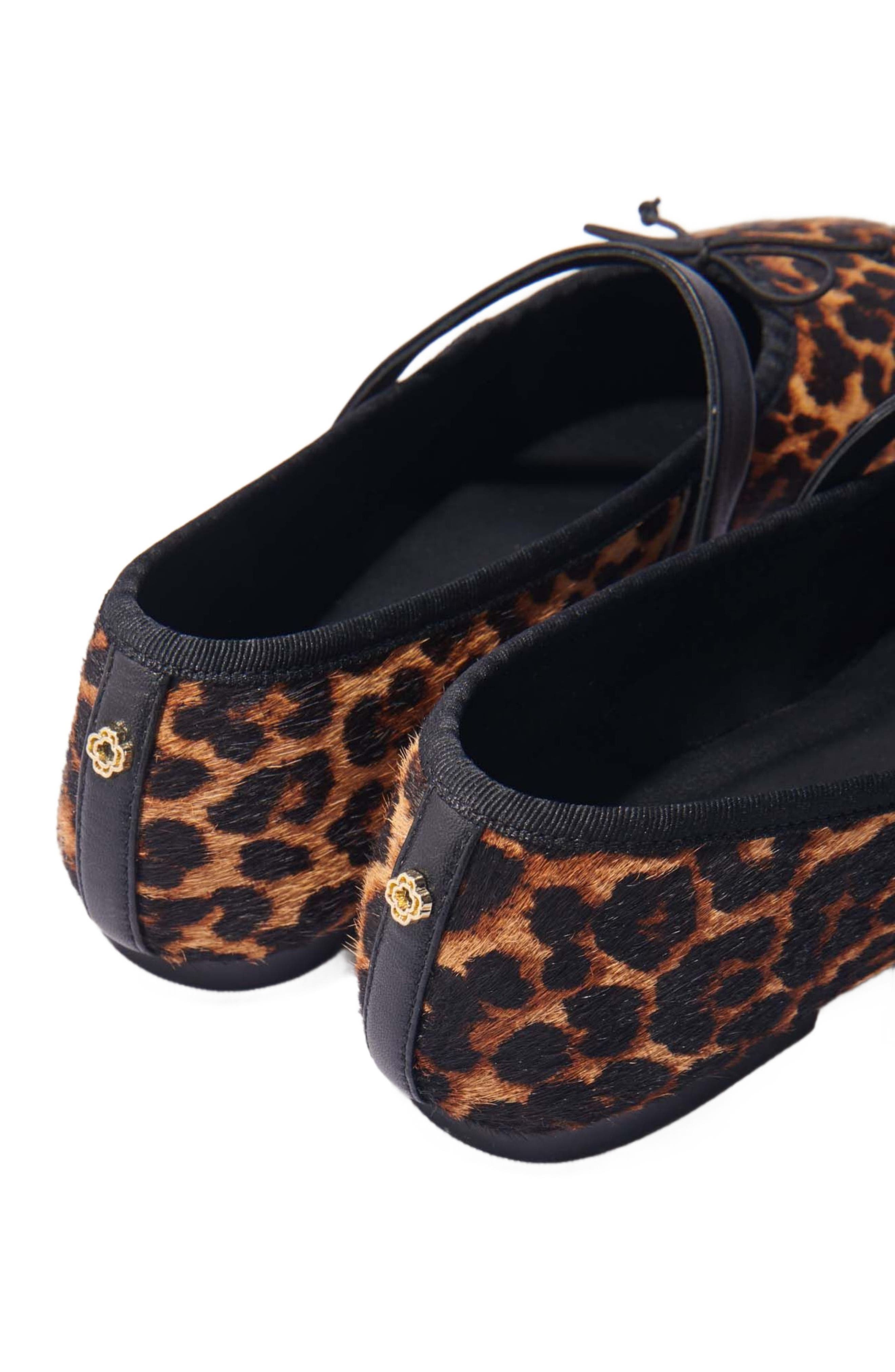 maje Leopard-effect leather ballet flats, Alternate, color, 