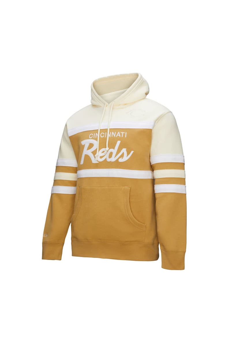 Mitchell & Ness Men's Mitchell & Ness Tan/Cream Cincinnati Reds Head Coach Pullover Hoodie, Alternate, color, Tan
