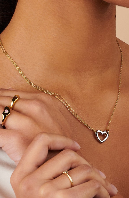 Little Sky Stone Emma Heart Charm Necklace In Silver/gold