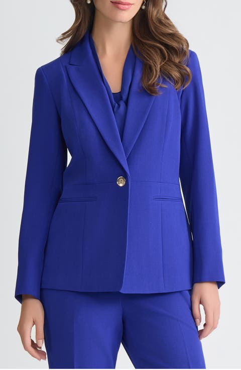 Peak Lapel Stretch Crepe Peplum Blazer