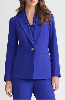 KASPER Peak Lapel Stretch Crepe Peplum Blazer